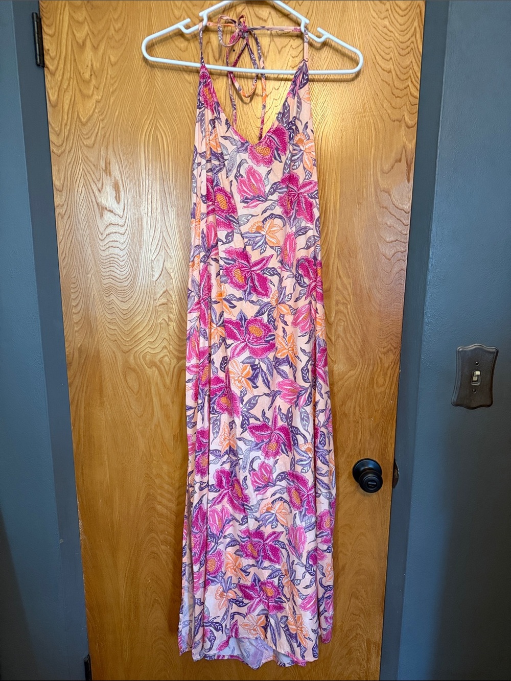 Old Navy Pink Floral Halter Maxi Dress